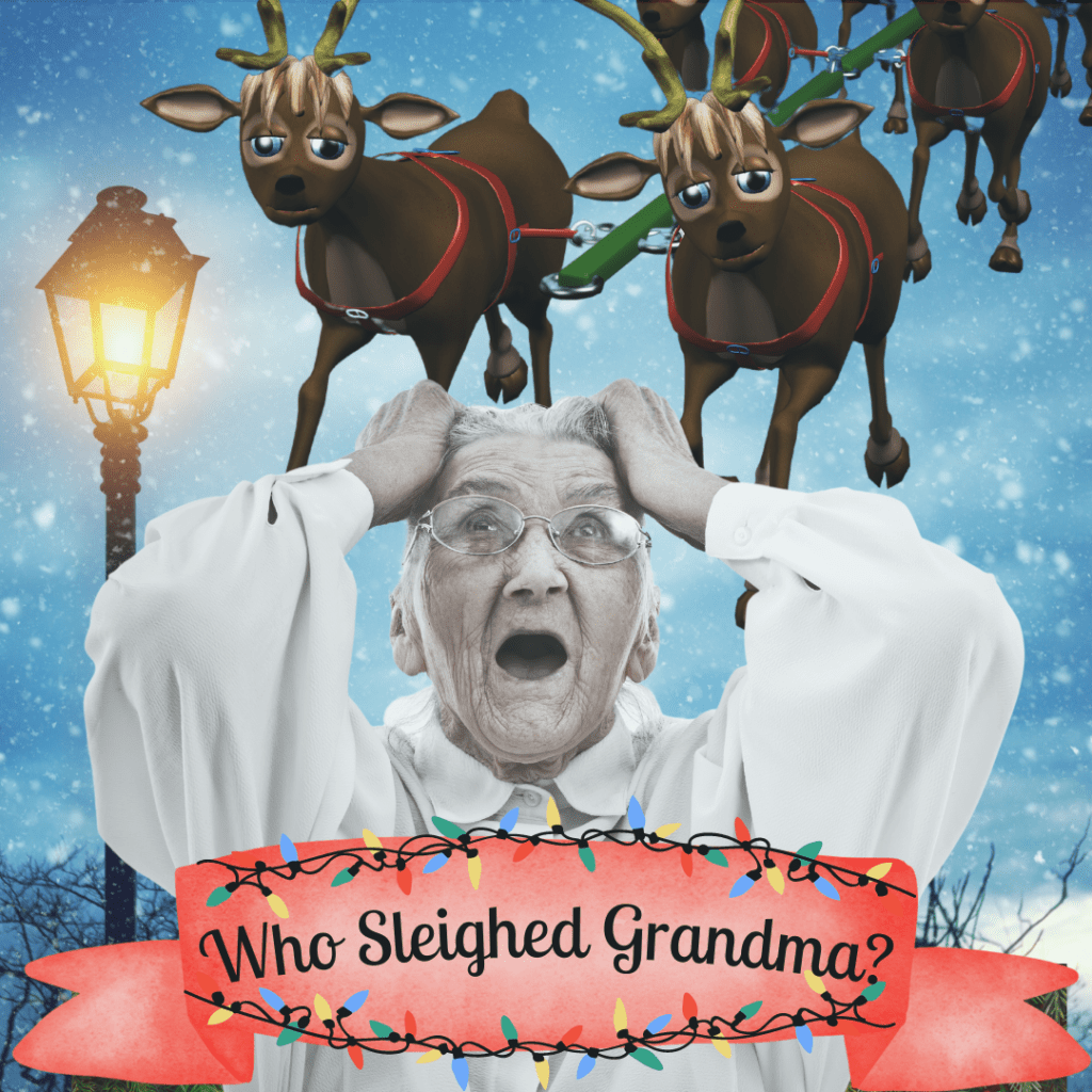 Grandma being approached by reindeer